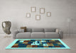 Machine Washable Abstract Light Blue Contemporary Rug in a Living Room, wshcon1622lblu