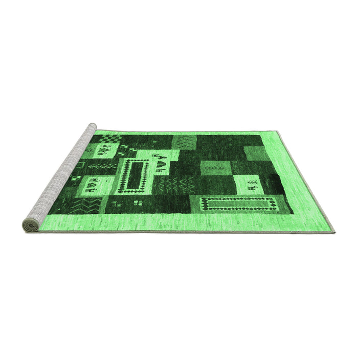Sideview of Machine Washable Abstract Emerald Green Contemporary Area Rugs, wshcon1622emgrn