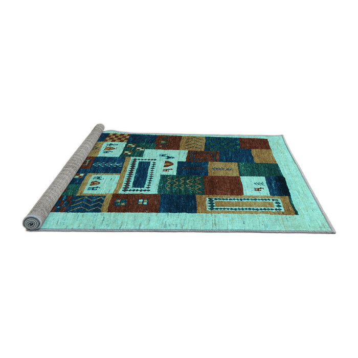 Sideview of Machine Washable Abstract Light Blue Contemporary Rug, wshcon1622lblu