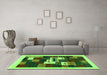 Machine Washable Abstract Green Contemporary Area Rugs in a Living Room,, wshcon1622grn