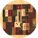 Round Abstract Brown Contemporary Rug, con1622brn