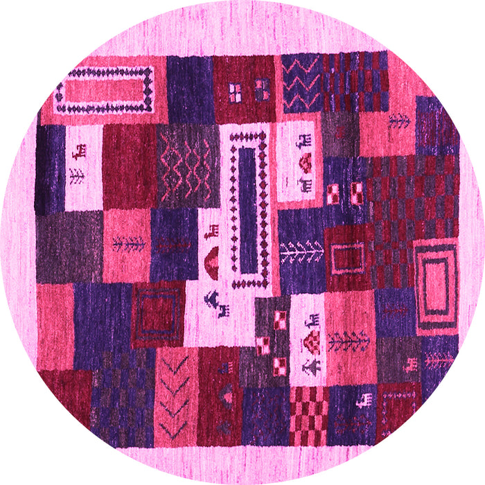 Round Machine Washable Abstract Pink Contemporary Rug, wshcon1622pnk