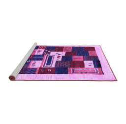 Sideview of Machine Washable Abstract Purple Contemporary Area Rugs, wshcon1622pur