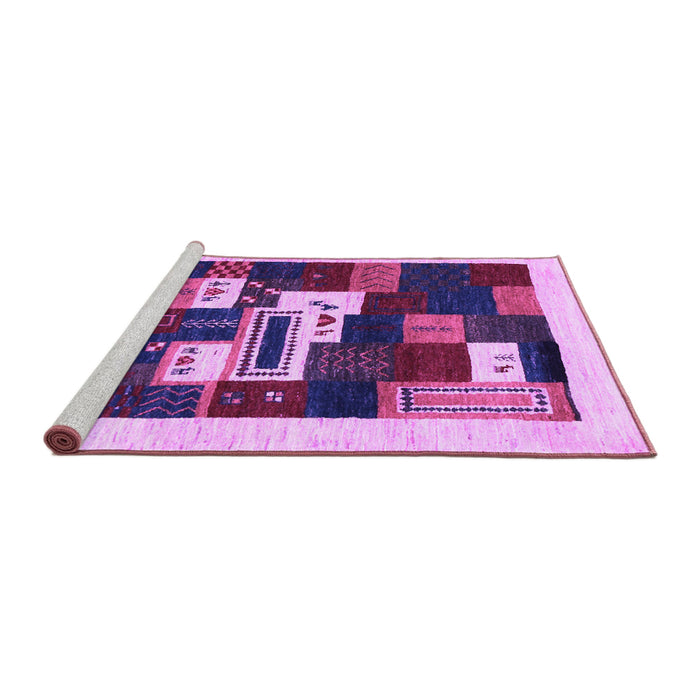 Sideview of Machine Washable Abstract Purple Contemporary Area Rugs, wshcon1622pur