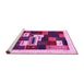 Sideview of Machine Washable Abstract Pink Contemporary Rug, wshcon1622pnk