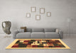 Machine Washable Abstract Brown Contemporary Rug in a Living Room,, wshcon1622brn