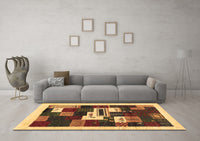 Machine Washable Abstract Brown Contemporary Rug, wshcon1622brn