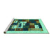 Sideview of Machine Washable Abstract Turquoise Contemporary Area Rugs, wshcon1622turq