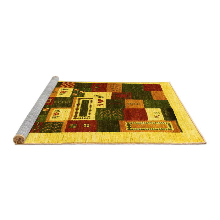 Sideview of Machine Washable Abstract Yellow Contemporary Rug, wshcon1622yw