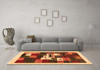 Machine Washable Abstract Orange Contemporary Rug, wshcon1622org