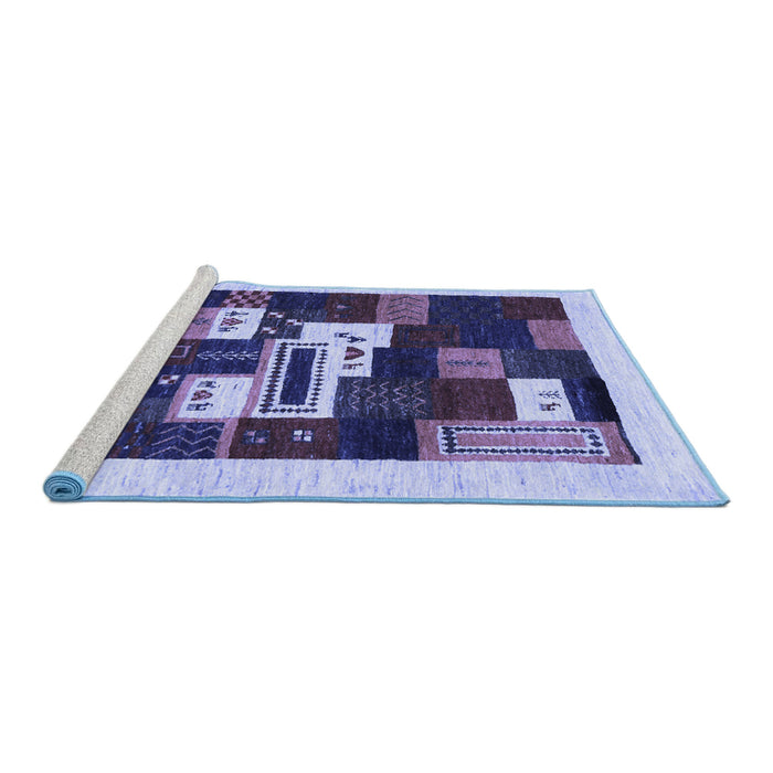 Sideview of Machine Washable Abstract Blue Contemporary Rug, wshcon1622blu
