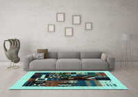 Machine Washable Abstract Light Blue Contemporary Rug, wshcon1623lblu