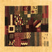 Square Machine Washable Abstract Brown Contemporary Rug, wshcon1623brn