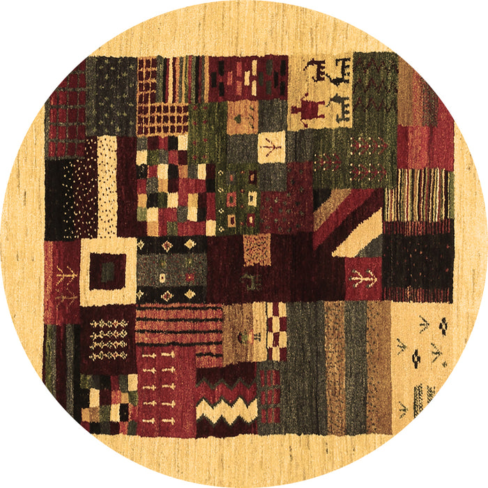 Round Abstract Brown Contemporary Rug, con1623brn