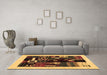 Machine Washable Abstract Brown Contemporary Rug in a Living Room,, wshcon1623brn