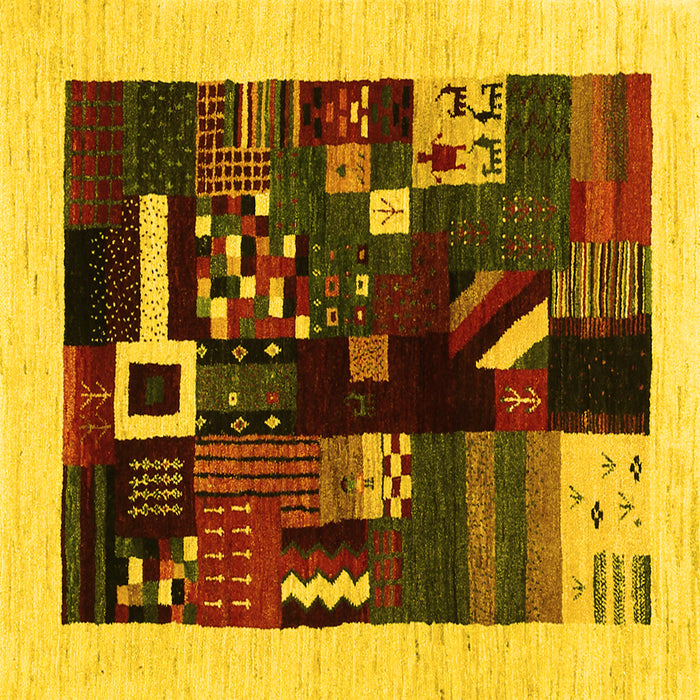 Square Abstract Yellow Contemporary Rug, con1623yw