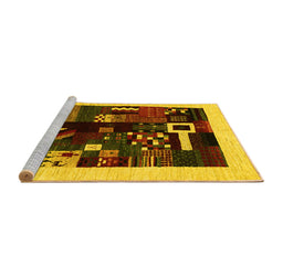 Sideview of Machine Washable Abstract Yellow Contemporary Rug, wshcon1623yw