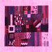 Square Abstract Pink Contemporary Rug, con1623pnk