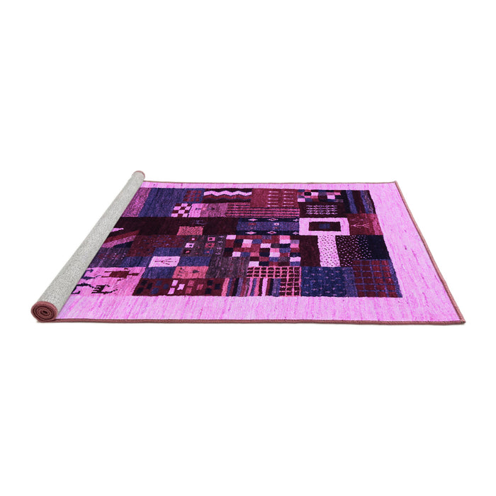 Sideview of Machine Washable Abstract Purple Contemporary Area Rugs, wshcon1623pur