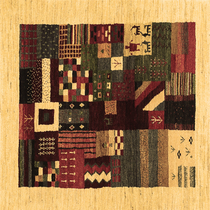 Square Abstract Brown Contemporary Rug, con1623brn