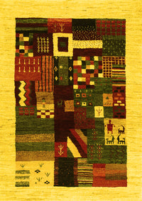 Abstract Yellow Contemporary Rug, con1623yw