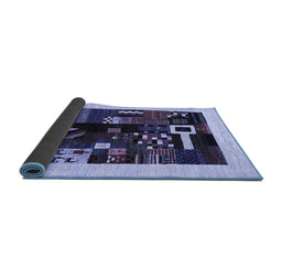 Sideview of Abstract Blue Contemporary Rug, con1623blu