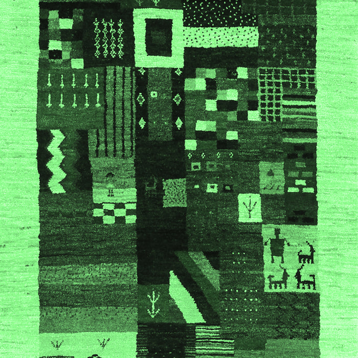 Machine Washable Abstract Emerald Green Contemporary Area Rugs, wshcon1623emgrn