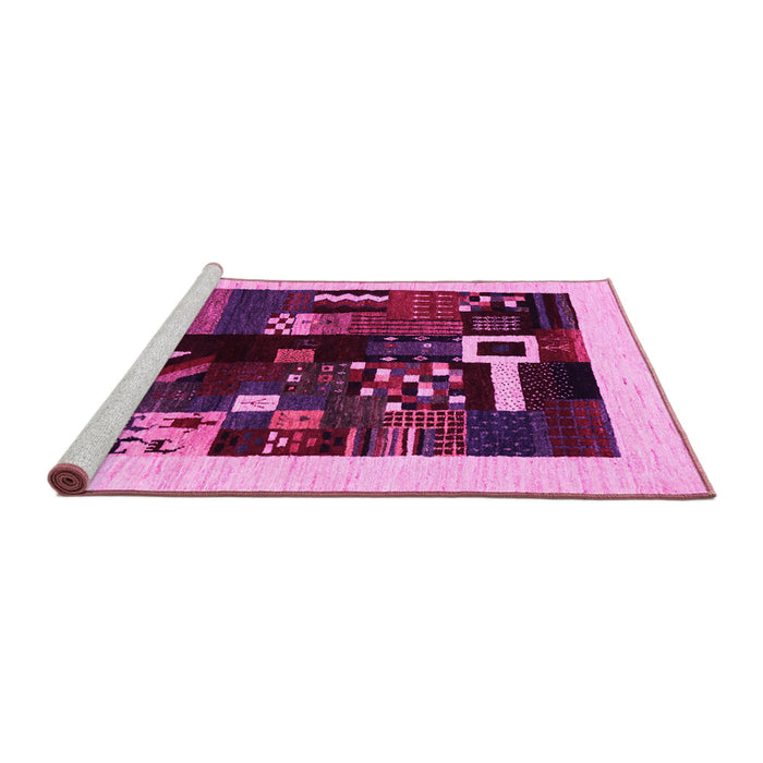 Sideview of Machine Washable Abstract Pink Contemporary Rug, wshcon1623pnk