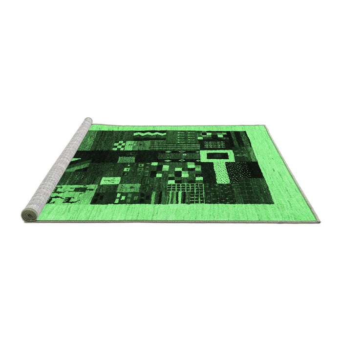 Sideview of Machine Washable Abstract Emerald Green Contemporary Area Rugs, wshcon1623emgrn