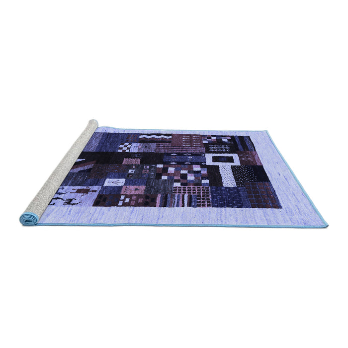 Sideview of Machine Washable Abstract Blue Contemporary Rug, wshcon1623blu