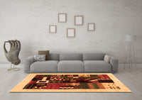 Machine Washable Abstract Orange Contemporary Rug, wshcon1623org