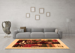 Machine Washable Abstract Orange Contemporary Area Rugs in a Living Room, wshcon1623org