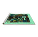 Sideview of Machine Washable Abstract Turquoise Contemporary Area Rugs, wshcon1623turq