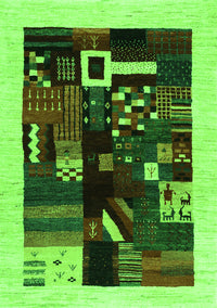 Abstract Green Contemporary Rug, con1623grn