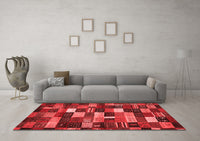 Machine Washable Abstract Red Contemporary Rug, wshcon1624red