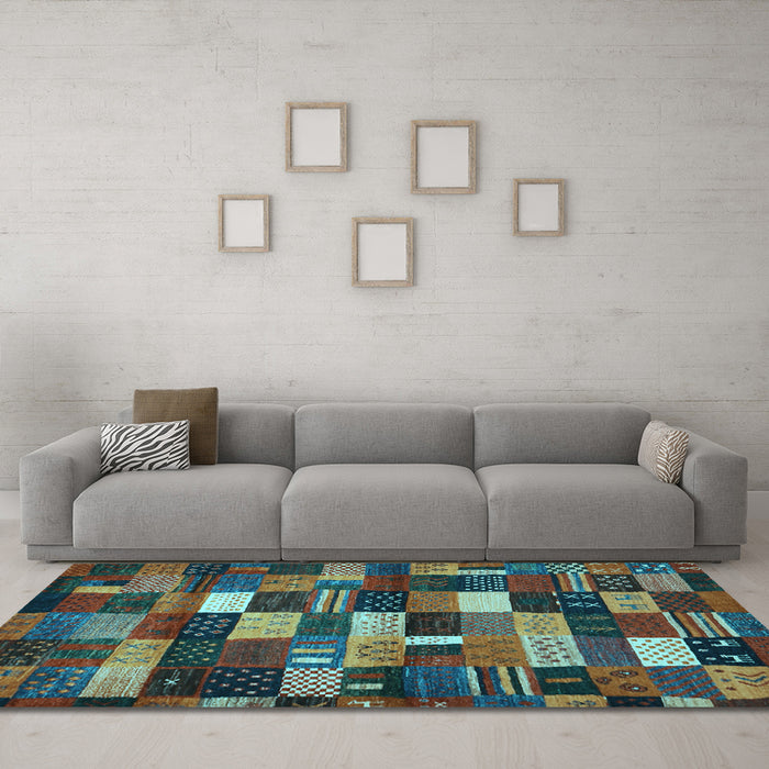 Machine Washable Abstract Light Blue Contemporary Rug in a Living Room, wshcon1624lblu