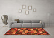 Machine Washable Abstract Orange Contemporary Area Rugs in a Living Room, wshcon1624org