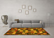 Machine Washable Abstract Yellow Contemporary Rug in a Living Room, wshcon1624yw