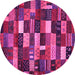 Round Machine Washable Abstract Pink Contemporary Rug, wshcon1624pnk