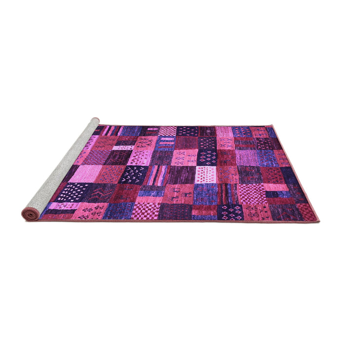 Sideview of Machine Washable Abstract Purple Contemporary Area Rugs, wshcon1624pur