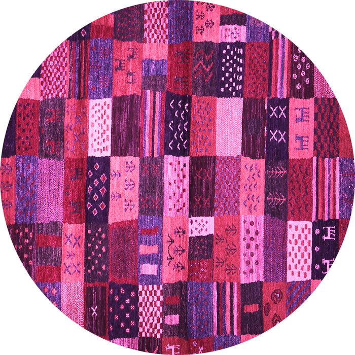 Round Abstract Pink Contemporary Rug, con1624pnk