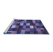 Sideview of Machine Washable Abstract Blue Contemporary Rug, wshcon1624blu