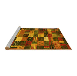 Sideview of Machine Washable Abstract Yellow Contemporary Rug, wshcon1624yw
