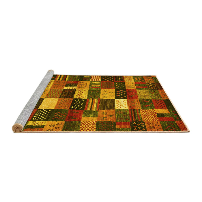 Sideview of Machine Washable Abstract Yellow Contemporary Rug, wshcon1624yw