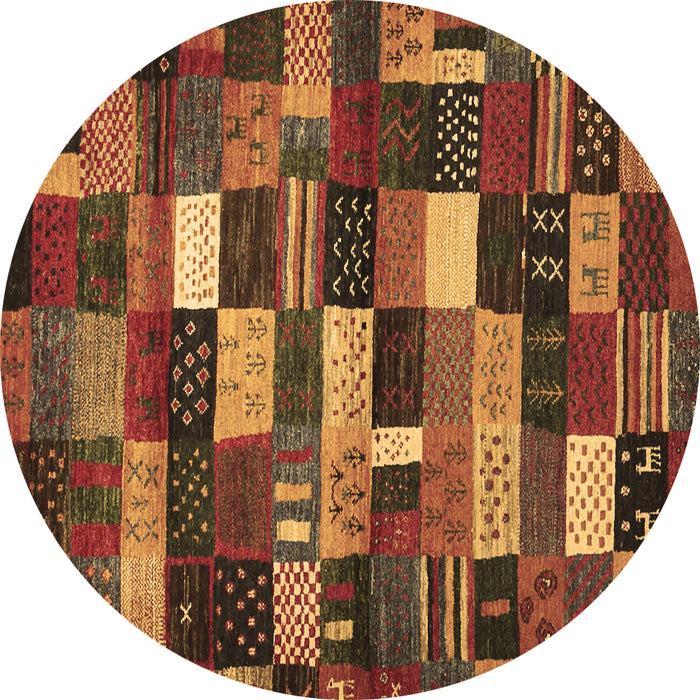 Round Abstract Brown Contemporary Rug, con1624brn