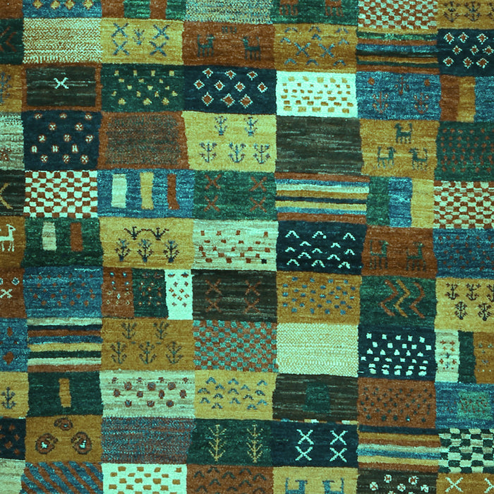 Machine Washable Abstract Turquoise Contemporary Area Rugs, wshcon1624turq