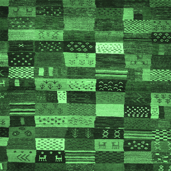 Square Abstract Emerald Green Contemporary Rug, con1624emgrn