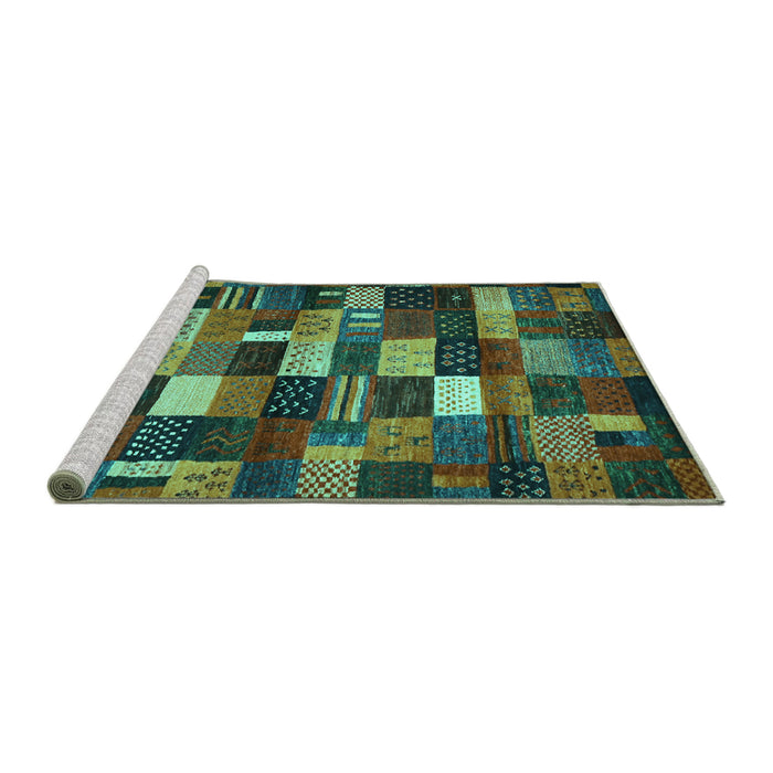 Sideview of Machine Washable Abstract Turquoise Contemporary Area Rugs, wshcon1624turq