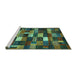 Sideview of Machine Washable Abstract Turquoise Contemporary Area Rugs, wshcon1624turq