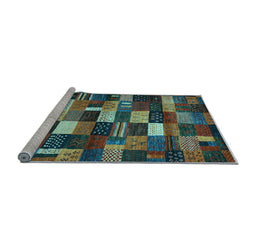 Sideview of Machine Washable Abstract Light Blue Contemporary Rug, wshcon1624lblu